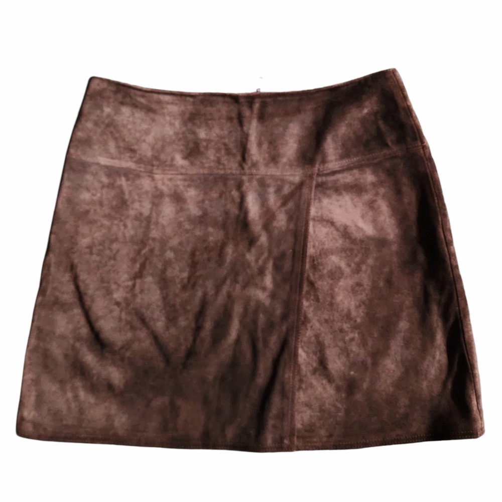 French Vintage Y2K brown suede leather lined miniskirt
